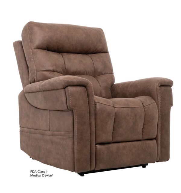 A brown Vivalift lift chair.