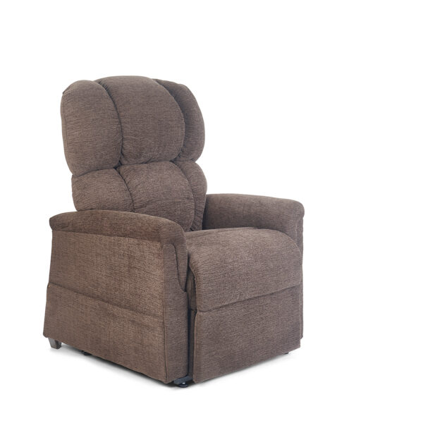 A Comforter with MaxiComfort Large, featuring brown upholstery, a cushioned backrest, and armrests, positioned on a white background.