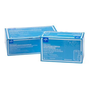 Two boxes of Medline Conforming Stretch Gauze in blue packaging, placed side by side against a white background.